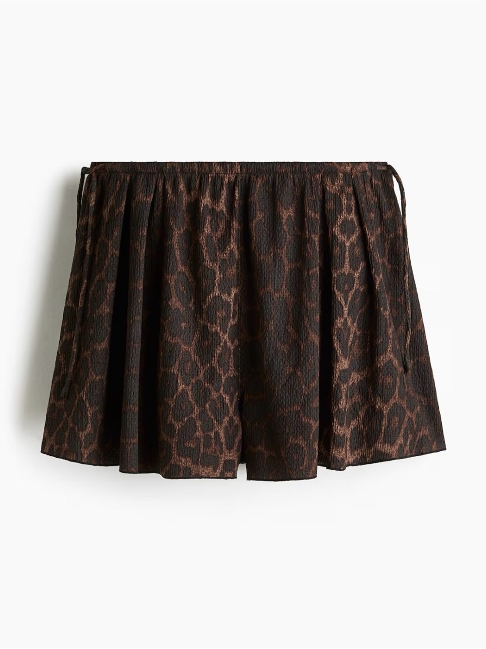 H&M leopard crinkle drawstring tie shorts sz XS (fits more like Small)